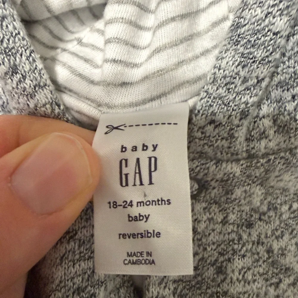 GAP Kids Heather Gray Hooded Snap-Front Reversible Sweatshirt